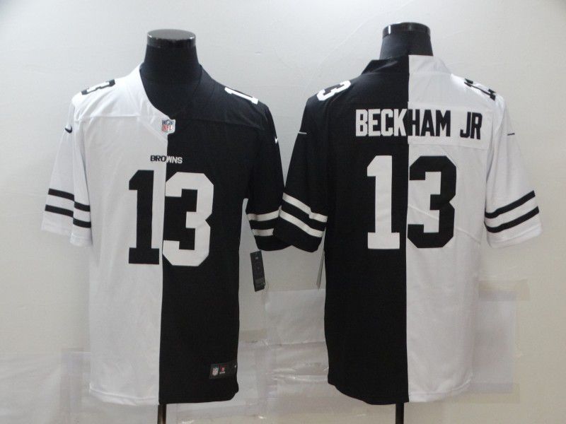Men Cleveland Browns #13 Beckham jr Black white Half version 2020 Nike NFL Jerseys->cleveland browns->NFL Jersey